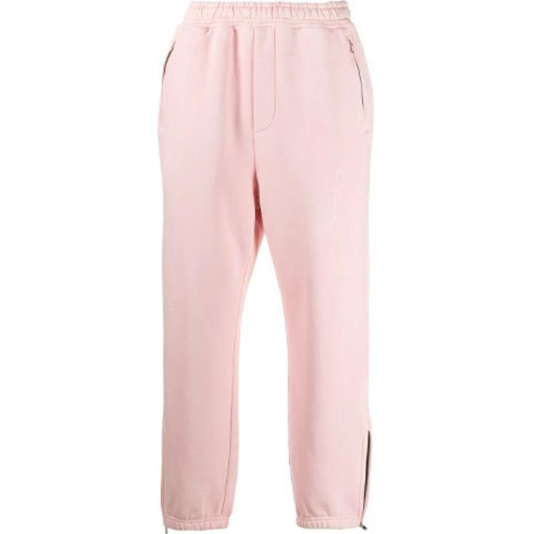 WE11DONE Unisex Pink Logo Washed Zipper Straight Sweatpants. WD-TA8-20-110-U-PK
