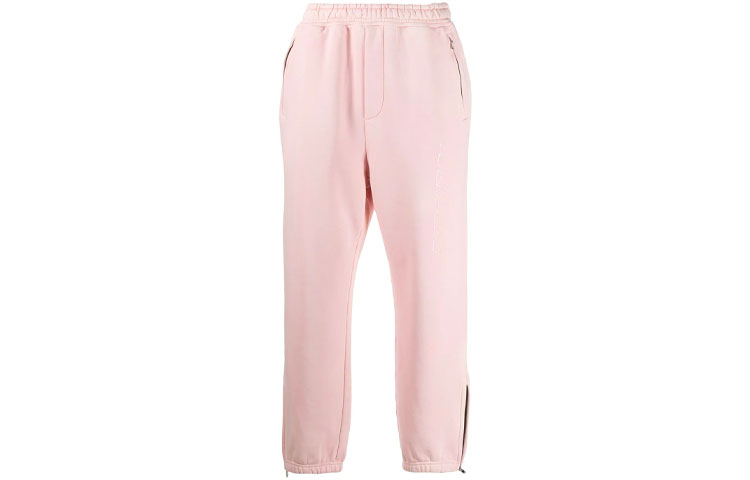 Order WE11DONE 男女款粉色Logo水洗直筒拉鍊運動褲 WD-TA8-20-110-U-PK