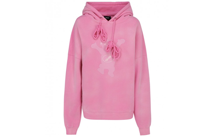 WE11DONE Unisex Pink Teddy Bear Hoodie Long Sleeve Pullover Sweatshirt. WD-TH8-20-102-U-PK 圖 2