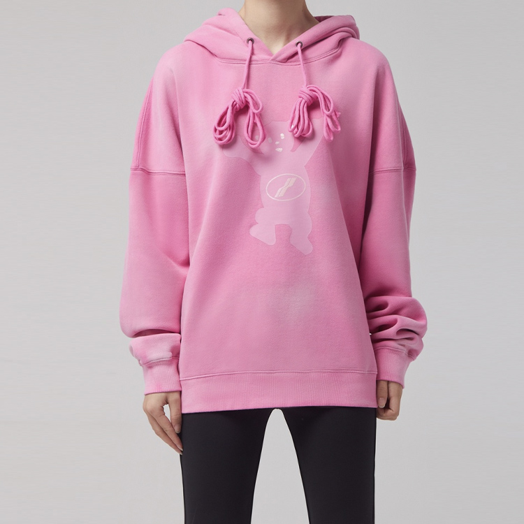 WE11DONE Unisex Pink Teddy Bear Hoodie Long Sleeve Pullover Sweatshirt. WD-TH8-20-102-U-PK 圖 4