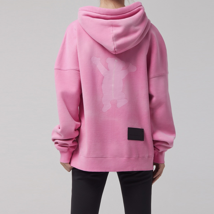 WE11DONE Unisex Pink Teddy Bear Hoodie Long Sleeve Pullover Sweatshirt. WD-TH8-20-102-U-PK 圖 5
