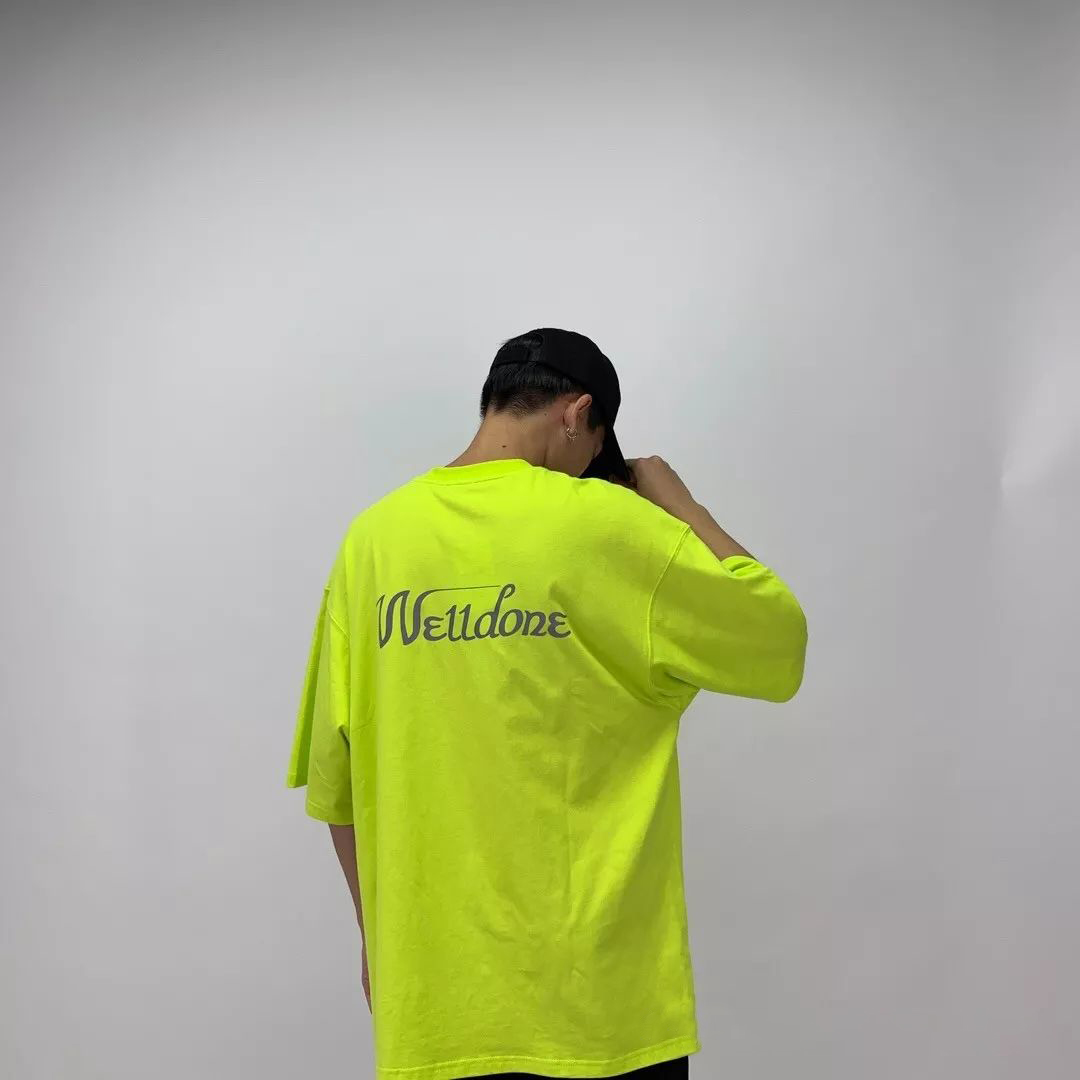 WE11DONE Unisex Reflective Logo Print Cotton T-Shirt Fluorescent Green WD-TP5-19-930-YE 圖 5