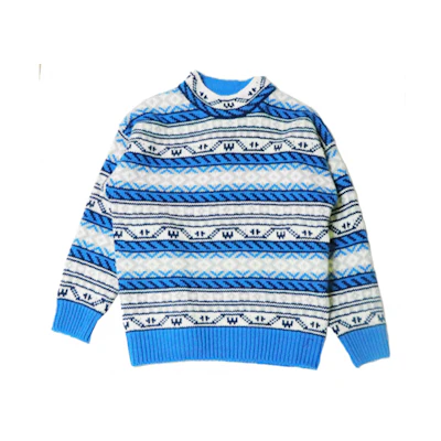 WE11DONE Unisex Retro Knitted Wool Sweater - Blue WD-KO8-20-039-U-BL