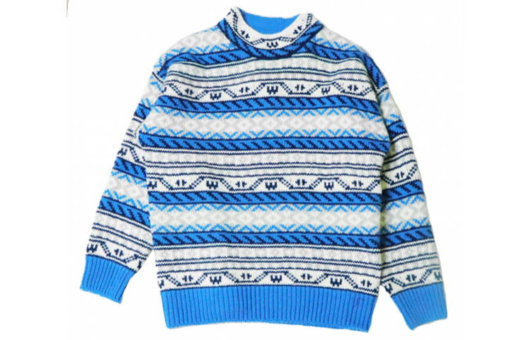 WE11DONE Unisex Retro Knitted Wool Sweater - Blue WD-KO8-20-039-U-BL 圖 2