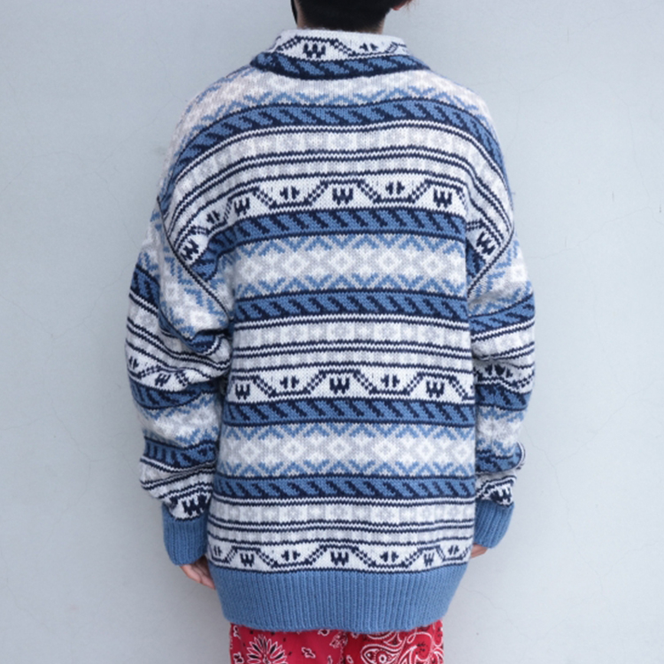 WE11DONE Unisex Retro Knitted Wool Sweater - Blue WD-KO8-20-039-U-BL 圖 5
