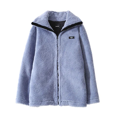 WE11DONE Unisex Solid Faux Fur Jacket Blue WD-JP9-20-052-U-BL
