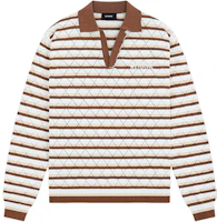 WE11DONE Unisex Striped Long Sleeve Polo Shirt with Front Logo. WD-KT0-24-639-U WE11DONE Unisex Striped Long Sleeve Polo Shirt with Front Logo. WD-KT0-24-639-U