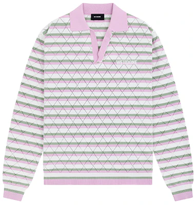 WE11DONE 男女同款条纹长袖徽标POLO衫. WD-KT0-24-639-U Order WE11DONE 男女同款条纹长袖徽标POLO衫. WD-KT0-24-639-U