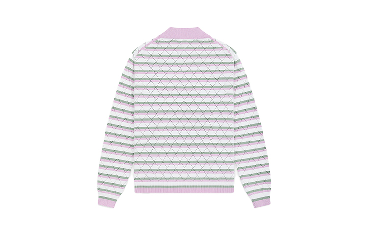 WE11DONE Unisex Striped Long Sleeve Polo Shirt with Front Logo. WD-KT0-24-639-U 圖 3