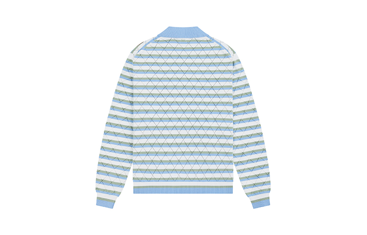 WE11DONE Unisex Striped Long Sleeve Polo Shirt with Front Logo. WD-KT0-24-639-U 圖 7