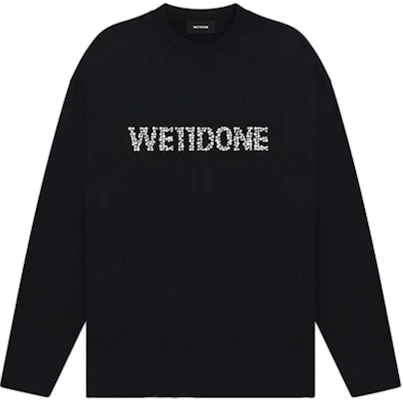 WE11DONE Unisex Washed Black Long Sleeve T-Shirt with Pearl Pattern. WD-TT2-24-779-U-BK Order WE11DONE Unisex Washed Black Long Sleeve T-Shirt with Pearl Pattern. WD-TT2-24-779-U-BK