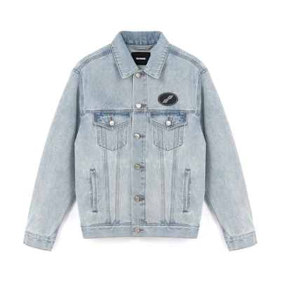 WE11DONE Unisex Washed Vintage Logo Denim Jacket - Classic Oversized Fit WD-DJ4-20-017-U-IC