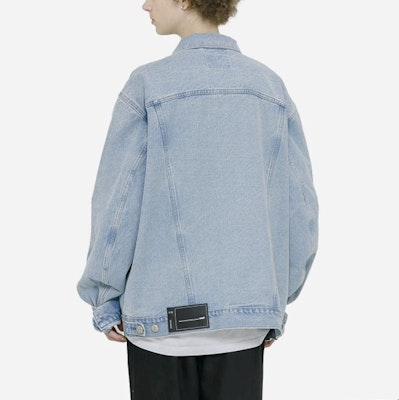 WE11DONE Unisex Washed Vintage Logo Denim Jacket - Classic Oversized Fit WD-DJ4-20-017-U-IC Details for WE11DONE Unisex Washed Vintage Logo Denim Jacket - Classic Oversized Fit WD-DJ4-20-017-U-IC