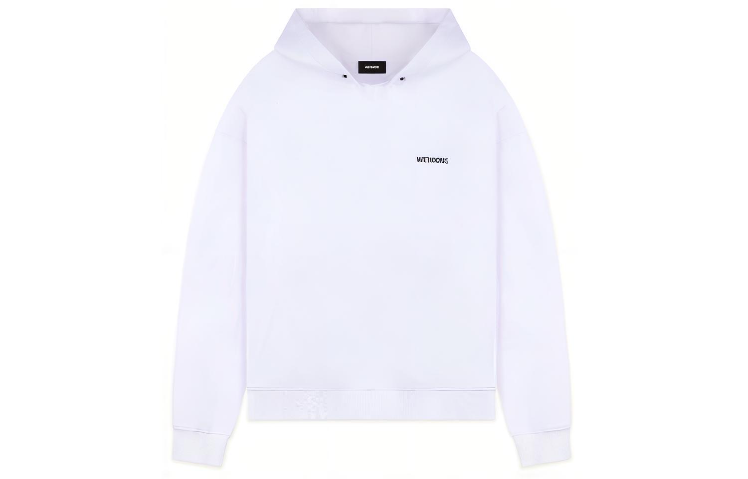 WE11DONE Unisex White Hoodie with Front Logo Design WD-TP2-20-717-U-WH