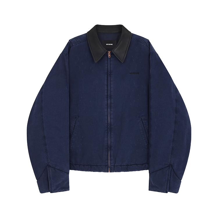 WE11DONE Unisex Zip-Up Collar Long Sleeve Jacket Navy Blue WD-JP2-24-036-U-NV