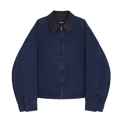 WE11DONE Unisex Zip-Up Collar Long Sleeve Jacket Navy Blue WD-JP2-24-036-U-NV
