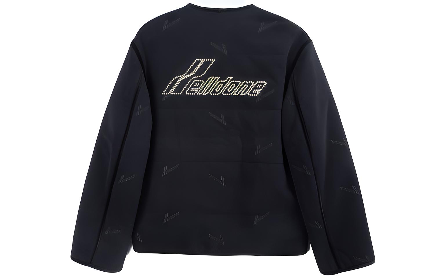 WE11DONE Velvet Padded Logo Print Jacket Unisex Black WD-JP9-20-021-U-BK