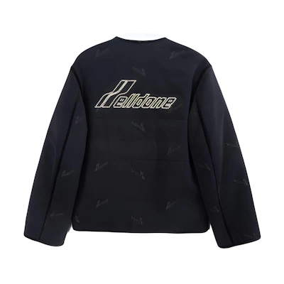 WE11DONE Velvet Padded Logo Print Jacket Unisex Black WD-JP9-20-021-U-BK