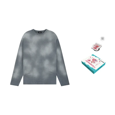 WE11DONE Vintage Tie-Dye Gradient Long-Sleeve Unisex T-Shirt Charcoal Gray WD-TT2-24-745-U-CH