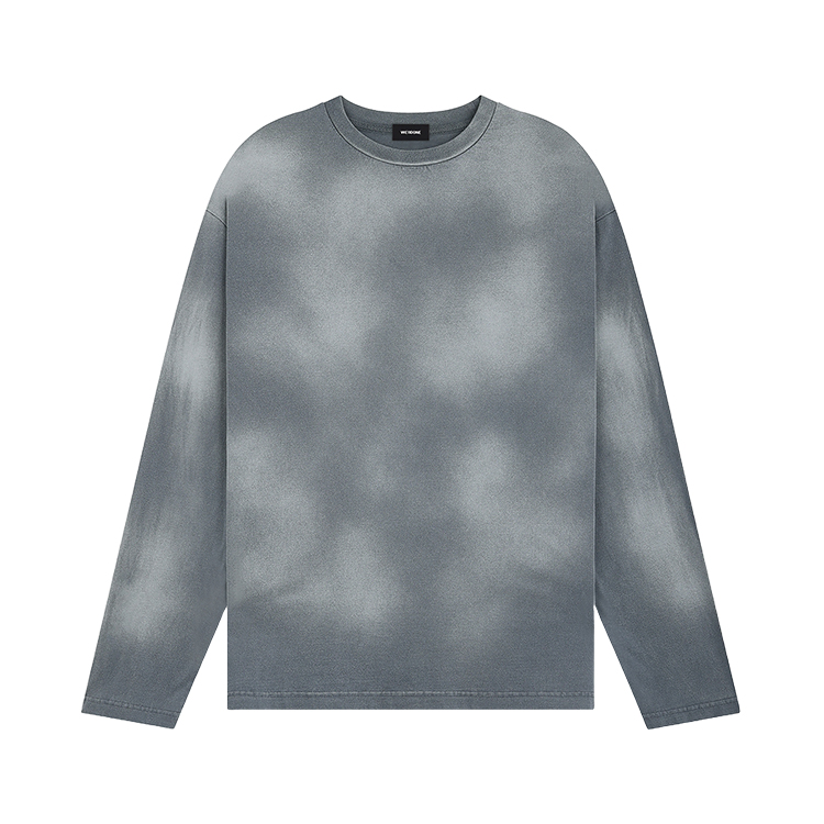 Order WE11DONE Vintage Tie-Dye Gradient Long-Sleeve Unisex T-Shirt Charcoal Gray WD-TT2-24-745-U-CH