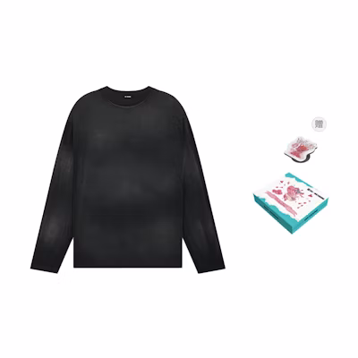 WE11DONE Vintage Tie-Dye Gradient Long Sleeve T-Shirt Unisex Black. WD-TT2-24-745-U-BK