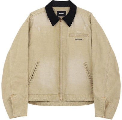 WE11DONE Vintage Washed Logo Zip-Up Oxford Jacket Beige Unisex Fall/Winter WD-DJ0-24-381-U-BG Buy WE11DONE Vintage Washed Logo Zip-Up Oxford Jacket Beige Unisex Fall/Winter WD-DJ0-24-381-U-BG