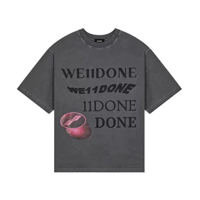 WE11DONE Washed Logo Print T-Shirt Unisex Grey WD-TT8-20-107-U-CH