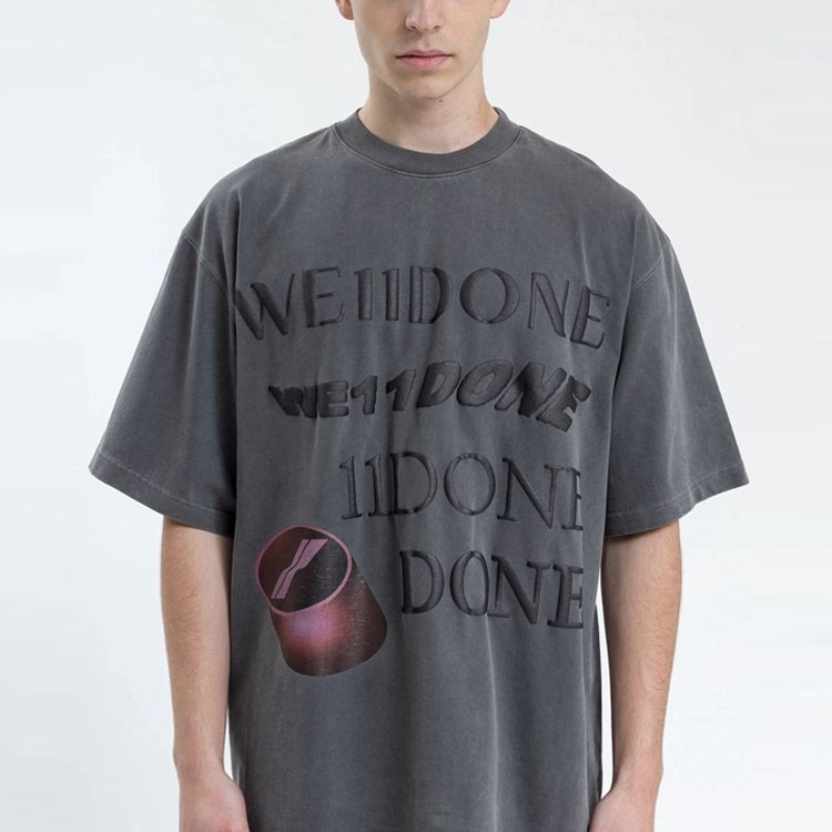 WE11DONE Washed Logo Print T-Shirt Unisex Grey WD-TT8-20-107-U-CH 圖 3