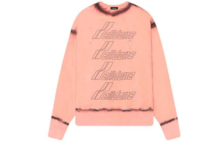WE11DONE Washed Rivet Letter Print Pullover Sweatshirt Unisex - Orange. WD-TS3-21-593-U-OR