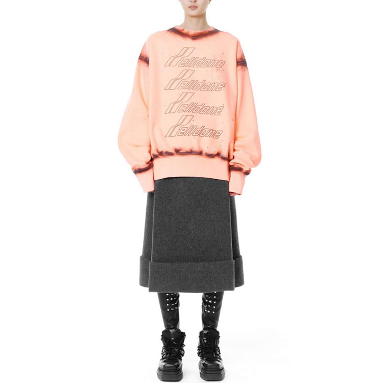 Lookbook WE11DONE Washed Rivet Letter Print Pullover Sweatshirt Unisex - Orange. WD-TS3-21-593-U-OR