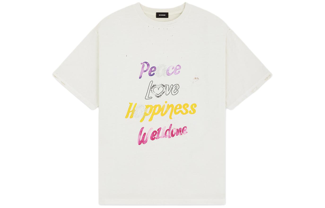 Order WE11DONE 復古印花標誌羅紋圓領中性短袖T恤 白色 WD-TT0-24-705-U-WH