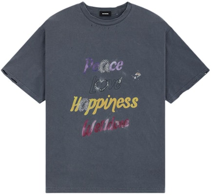 WE11DONE Washed Vintage Logo Printed Unisex Charcoal Ribbed Crewneck T-Shirt WD-TT0-24-705-U-CH Order WE11DONE Washed Vintage Logo Printed Unisex Charcoal Ribbed Crewneck T-Shirt WD-TT0-24-705-U-CH