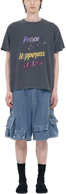 WE11DONE Washed Vintage Logo Printed Unisex Charcoal Ribbed Crewneck T-Shirt WD-TT0-24-705-U-CH Shop WE11DONE Washed Vintage Logo Printed Unisex Charcoal Ribbed Crewneck T-Shirt WD-TT0-24-705-U-CH