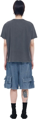 WE11DONE Washed Vintage Logo Printed Unisex Charcoal Ribbed Crewneck T-Shirt WD-TT0-24-705-U-CH Purchase WE11DONE Washed Vintage Logo Printed Unisex Charcoal Ribbed Crewneck T-Shirt WD-TT0-24-705-U-CH