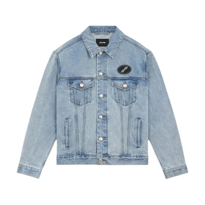 WE11DONE Washed Vintage Unisex Oversized Logo Denim Jacket - Fall Collection. WD-DJ4-20-017-U-ICE