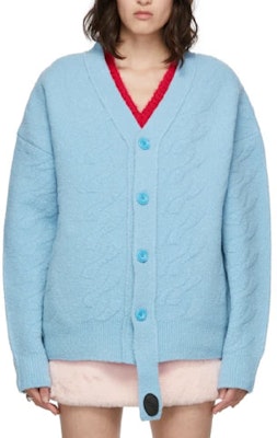 WE11DONE 波浪壓紋針織開衫 男女同款 藍色 WD-KC9-20-037-U-BL Order WE11DONE 波浪壓紋針織開衫 男女同款 藍色 WD-KC9-20-037-U-BL