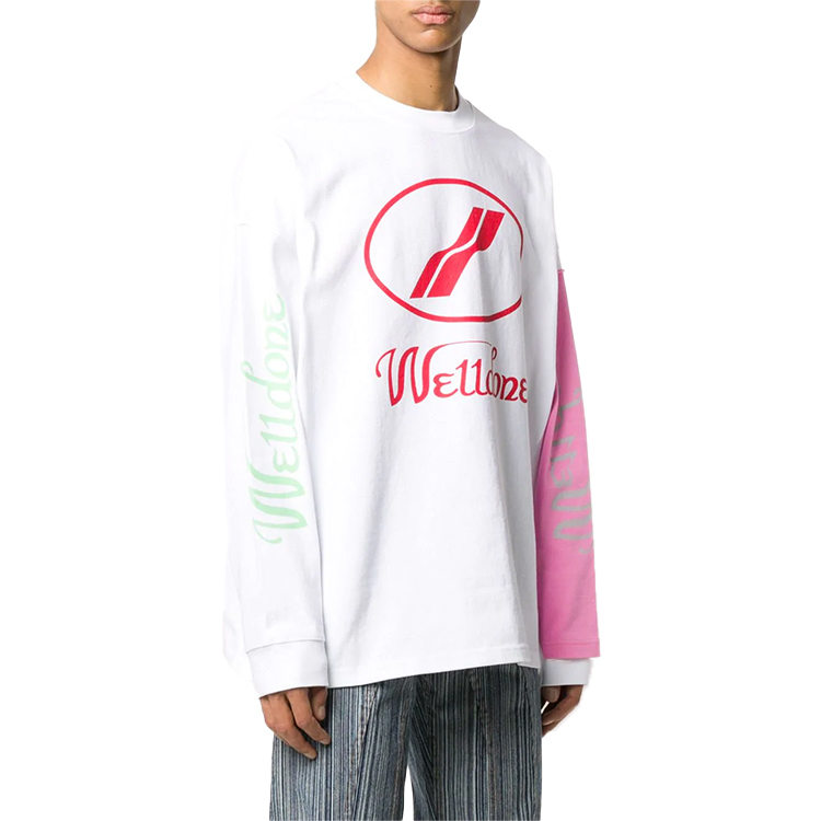 WE11DONE WD Print Classic Logo Patchwork Long Sleeve Tee Unisex White WD-TP7-20-083-U-WH 圖 4