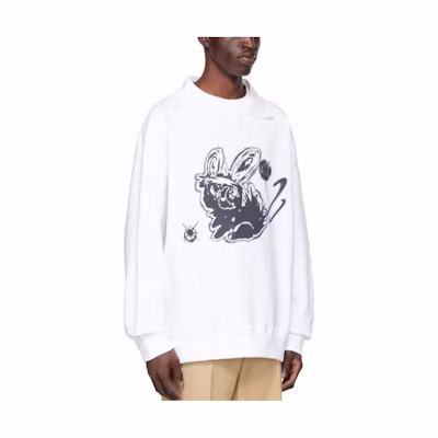 WE11DONE White Animal Print Crewneck Long Sleeve Sweatshirt WD TS1 22 581 WH -2