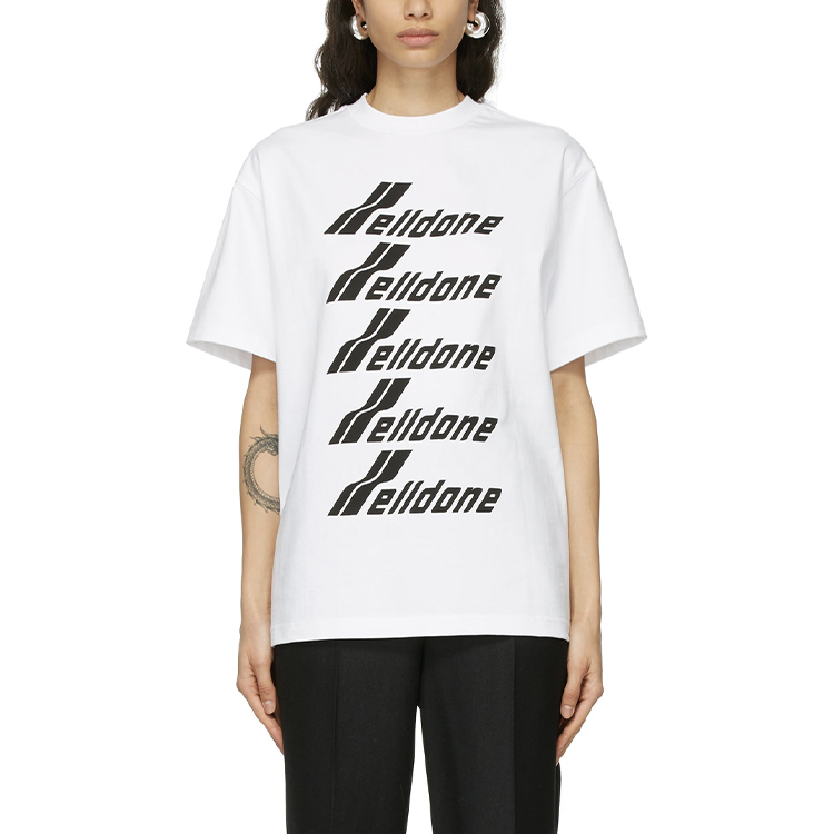 Shop WE11DONE White Classic Logo Print Unisex Crewneck T-Shirt WD-TP6-20-074-U-WH