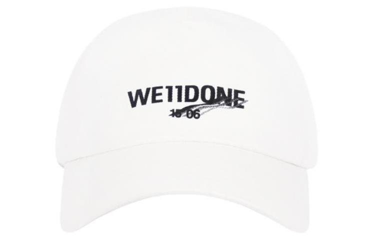 WE11DONE White Cotton-Polyester Logo Baseball Cap Unisex Couple Style WD-AH1-23-445-U-WH