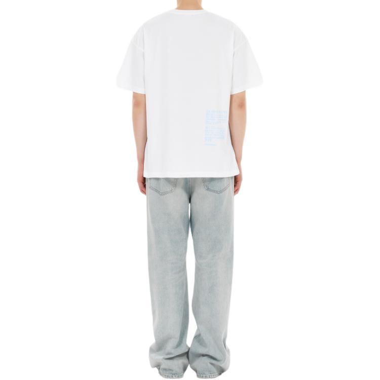 Shop WE11DONE 白色Logo印花刺繡羅紋圓領寬鬆版T恤 WD-TT2-24-760-U-WH