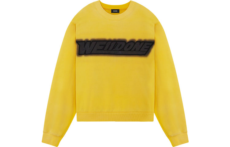 WE11DONE Yellow Logo Spray Print Crewneck Long Sleeve Sweatshirt Unisex WD-TS1-22-548-U-YE