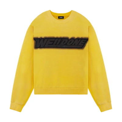 WE11DONE Yellow Logo Spray Print Crewneck Long Sleeve Sweatshirt Unisex WD-TS1-22-548-U-YE