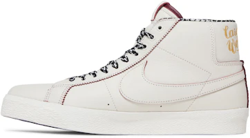 Shop Nike SB Blazer Mid 皮革 圓頭繫帶 舒適百搭 耐磨輕便 高筒 滑板鞋 男款 白銀色