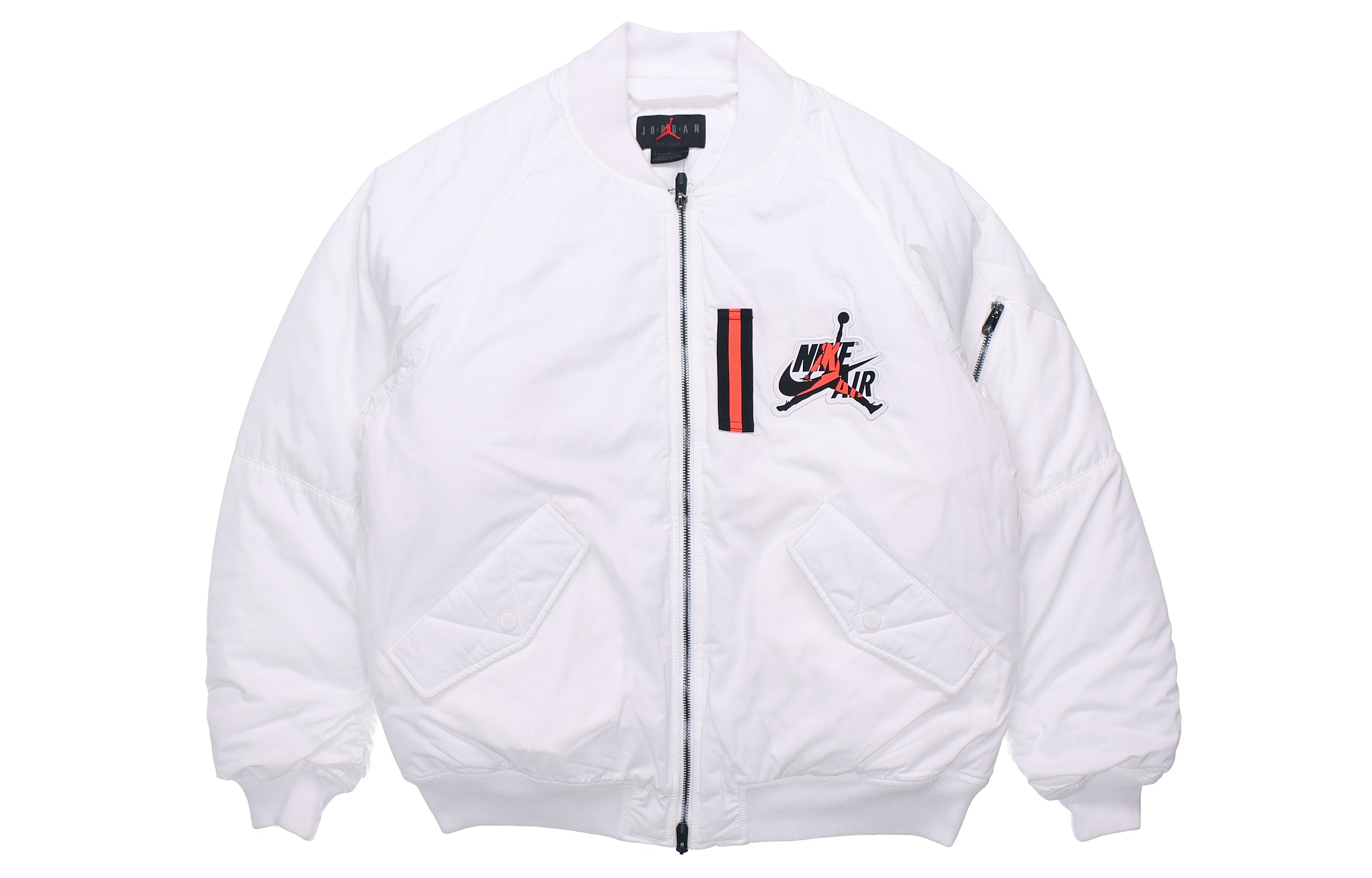 Lookbook White Jordan Air Wings MA-1 Logo Print Winter Jacket AV2599-100