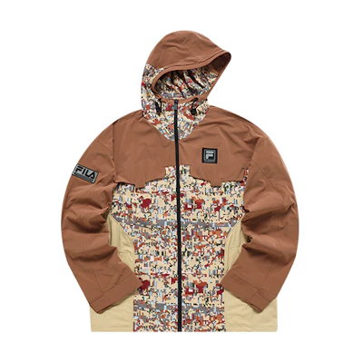White Mountaineering FILA Fusion Mosaic Print Brown Hooded Jacket Men T11M137702F-BR