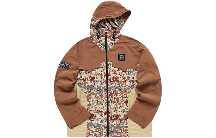 White Mountaineering FILA Fusion Mosaic Print Brown Hooded Jacket Men T11M137702F-BR 圖 2