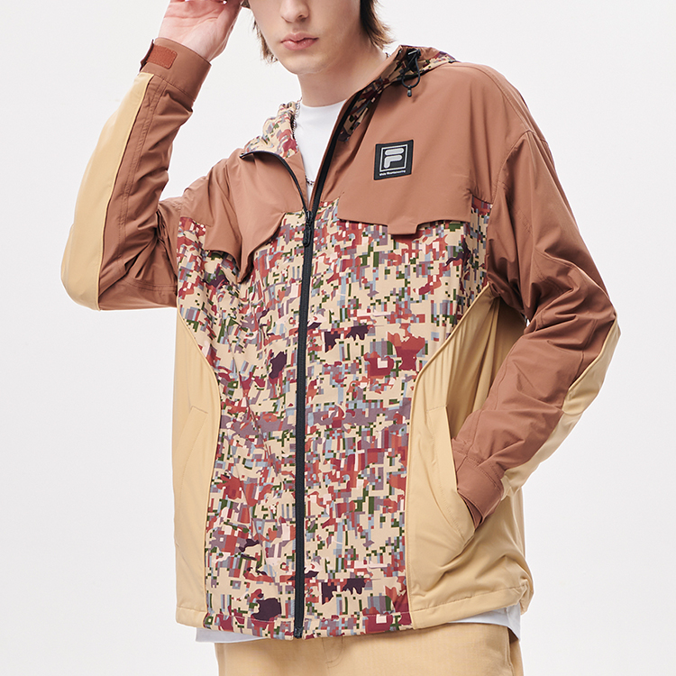 White Mountaineering FILA Fusion Mosaic Print Brown Hooded Jacket Men T11M137702F-BR 圖 4