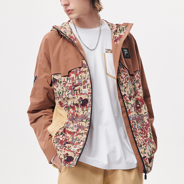 White Mountaineering FILA Fusion Mosaic Print Brown Hooded Jacket Men T11M137702F-BR 圖 6