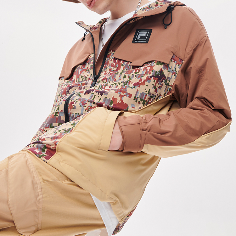 White Mountaineering FILA Fusion Mosaic Print Brown Hooded Jacket Men T11M137702F-BR 圖 7